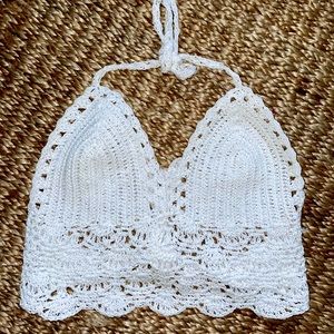 White Crochet Halter Top